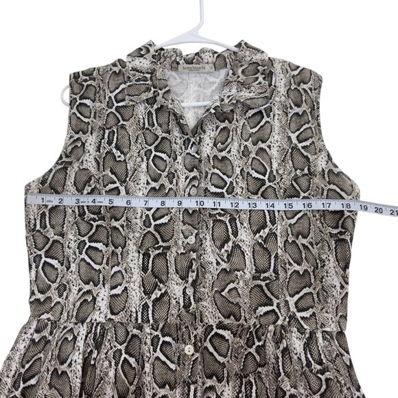 Laura Bianchi Women Sleeveless Snake Print Button-Up Dress SZ M 100% Linen - Picture 5 of 11